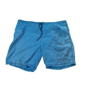 Hugo‎ Boss Killifish Swim Shorts Men Sz XXL Graphic Print Blue Netting Casual